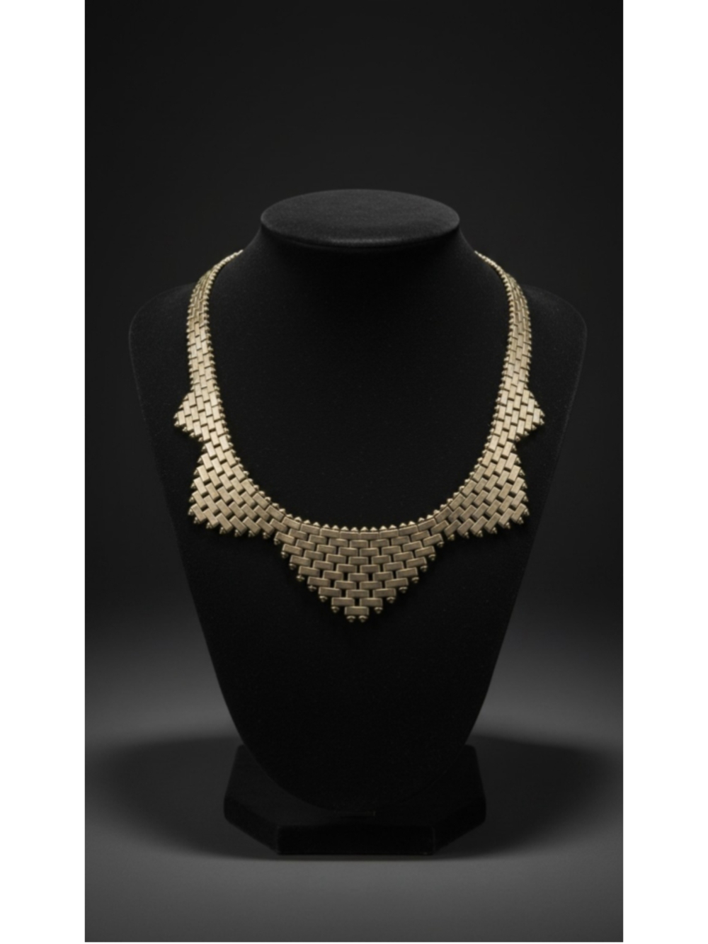 1931 Jakob Bengel Art Deco Brickwork GARANTIE Chromium Necklace Germany